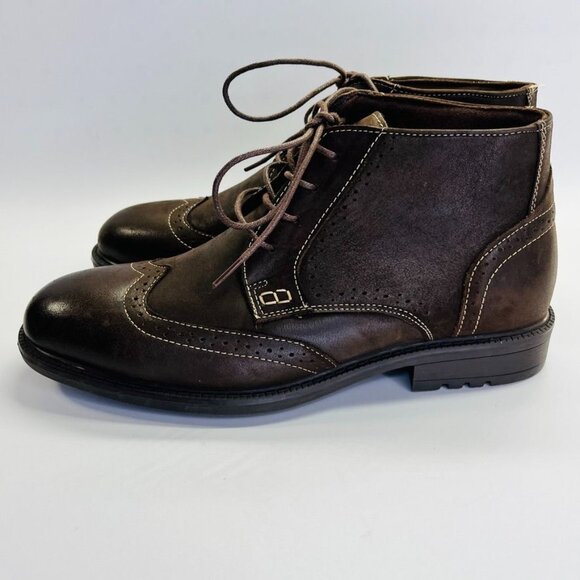 English Laundry Mens Chuck Size 10.5 Ankle Boots Brown Leather Wingtip EL2504B - Picture 6 of 15